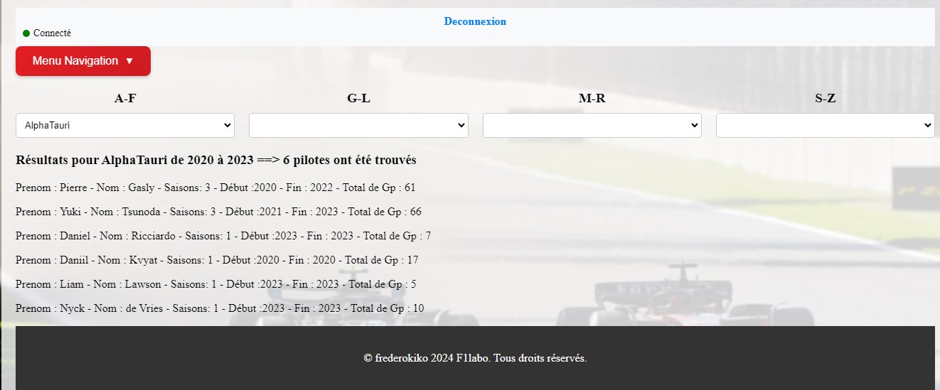 Dashboard F1